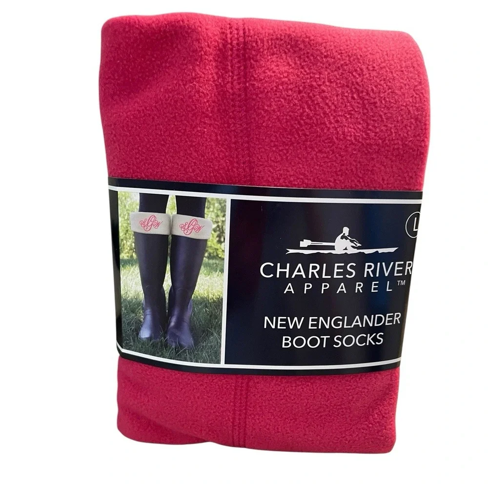 Charles River New Englander Boot Socks Womens Size L Pink Fleece Rain Liners NWT